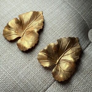Vintage 1930s Gold Leaf Drapery Clips Pair – PAT 1852188 Baehr Mfg Art‎ Deco